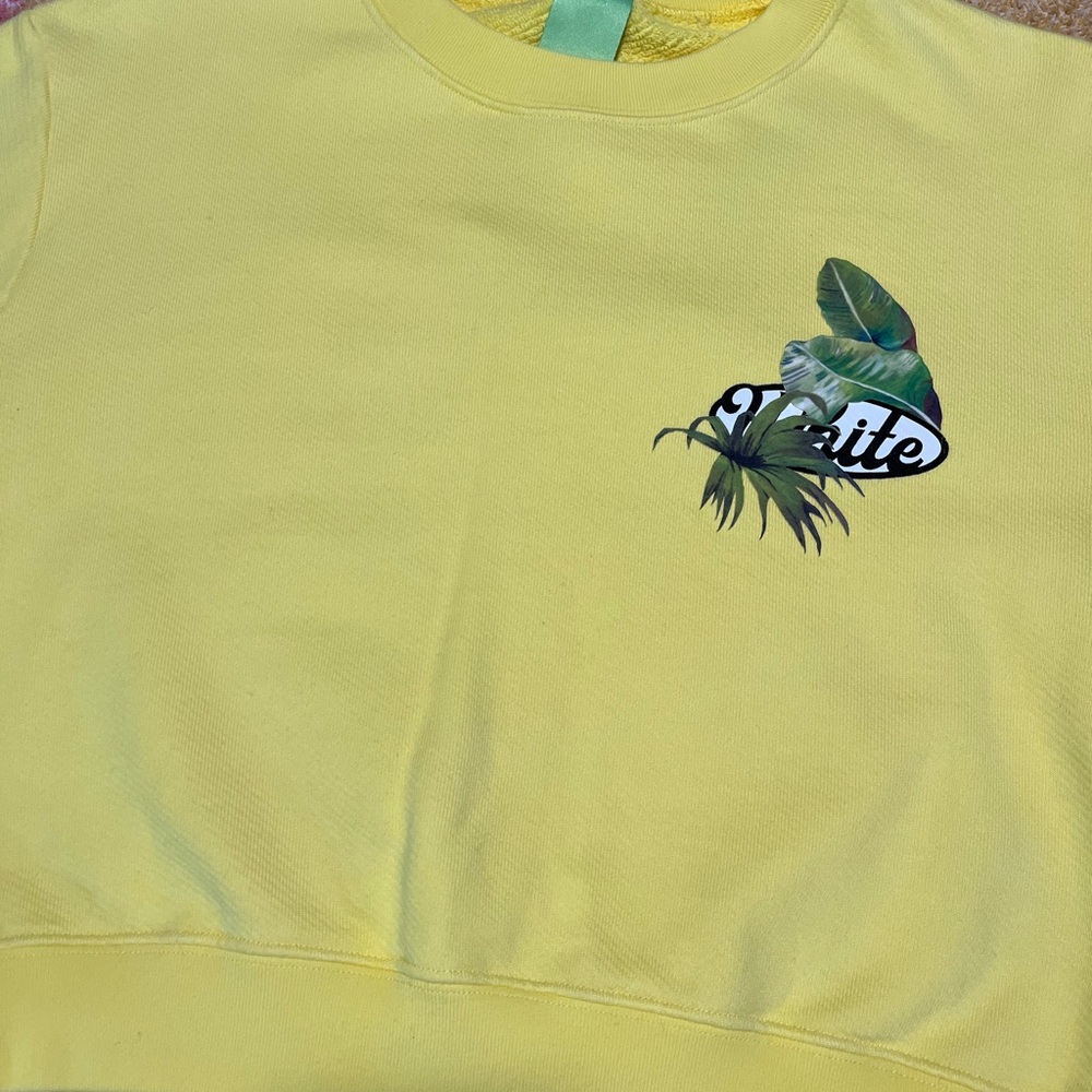 Off-White Yellow Sweatshirt with Leaf Design - Picture 3 of 9